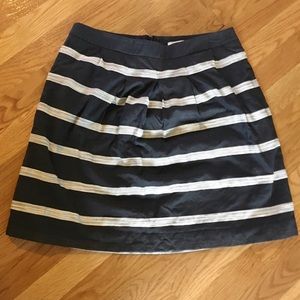 LOFT Navy and Cream Striped Circle Skirt